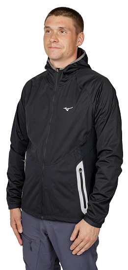 Куртка мужская Mizuno Static BT Softshell Hoodie Черный - Фото 7 большая