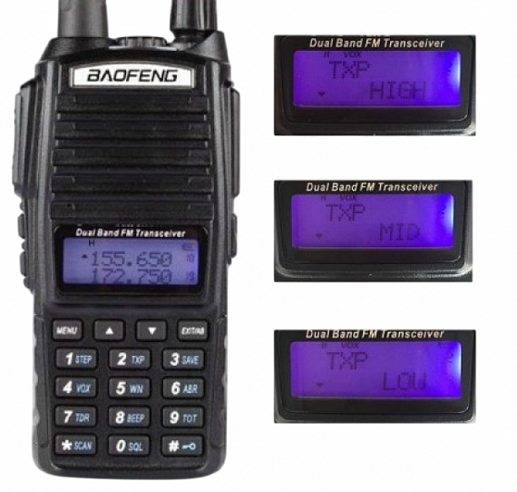 Радиостанция Baofeng UV-82 8w (3 режима мощности) Чёрный - Фото 1 большая