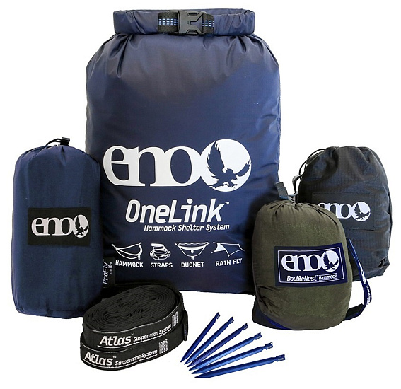 Набор гамак и тент ENO OneLink DoubleNest Navy/Olive - Фото 2 большая
