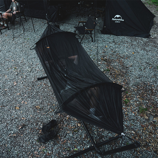 Гамак с москитной сеткой Naturehike Flyingboat 02 3-In-1 Anti-Mosquito Black - Фото 3 большая