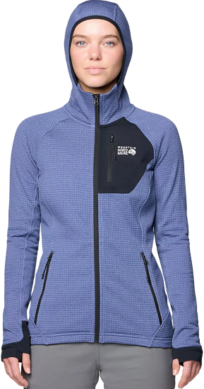 Куртка женская Mountain Hardwear Polartec Power Grid Full Zip Hoody Lapis Dusk Gradient Print - Фото 1 большая