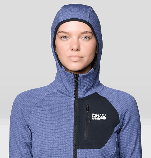 Куртка женская Mountain Hardwear Polartec Power Grid Full Zip Hoody Lapis Dusk Gradient Print - Фото 4 большая