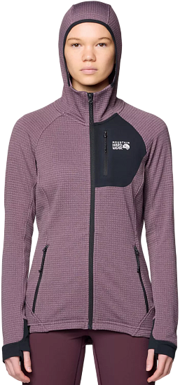 Куртка женская Mountain Hardwear Polartec Power Grid Full Zip Hoody Blackberry - Фото 3 большая