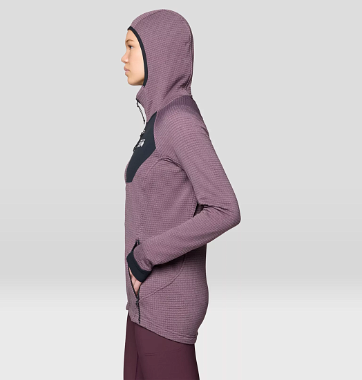 Куртка женская Mountain Hardwear Polartec Power Grid Full Zip Hoody Blackberry - Фото 4 большая