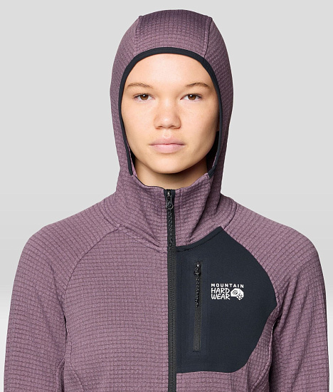 Куртка женская Mountain Hardwear Polartec Power Grid Full Zip Hoody Blackberry - Фото 6 большая