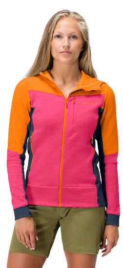 Куртка женская Norrona Falketind Warmwool2 Stretch Zip Hood Orange Popsicle/Honeysuckle - Фото 3 большая