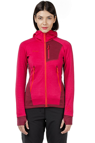Куртка женская Bergans Cecilie Wool w/Hood Bougainvillea/Dk Cherry/Strawberry - Фото 2 большая