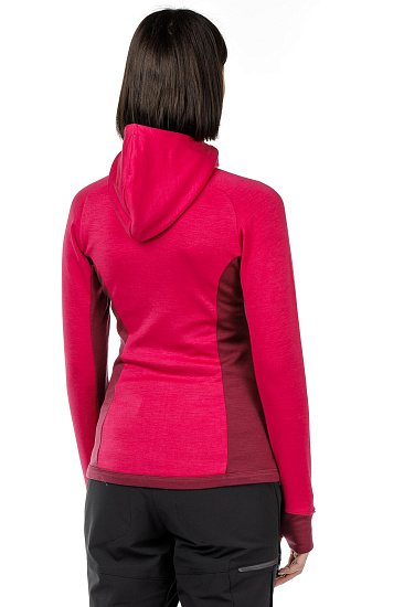 Куртка женская Bergans Cecilie Wool w/Hood Bougainvillea/Dk Cherry/Strawberry - Фото 4 большая