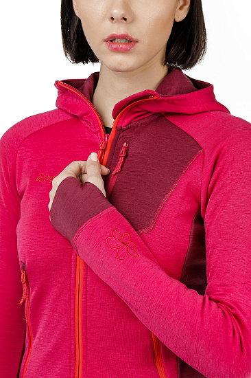 Куртка женская Bergans Cecilie Wool w/Hood Bougainvillea/Dk Cherry/Strawberry - Фото 6 большая
