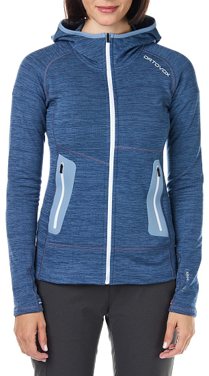 Куртка женская Ortovox Fleece Light Hoody Night Blue Blend - Фото 1 большая