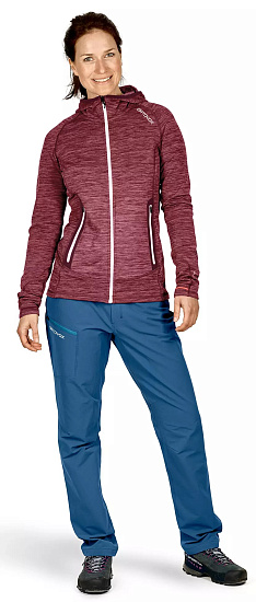 Куртка женская Ortovox Fleece Light Melange Hoody Dark Wine Blend - Фото 2 большая