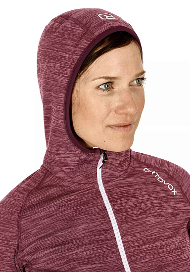Куртка женская Ortovox Fleece Light Melange Hoody Dark Wine Blend - Фото 3 большая