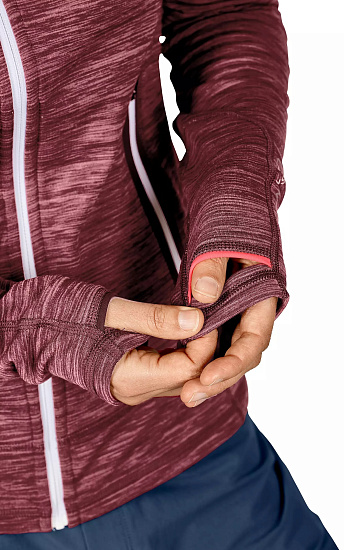 Куртка женская Ortovox Fleece Light Melange Hoody Dark Wine Blend - Фото 4 большая