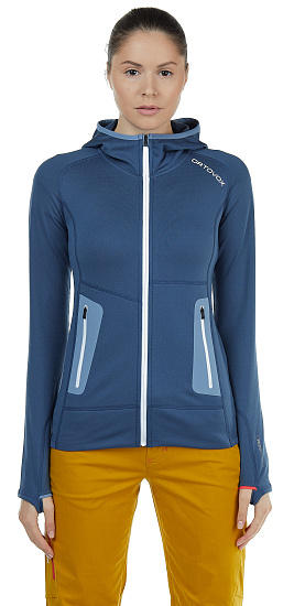 Куртка женская Ortovox Fleece Light Hoody Night Blue - Фото 4 большая