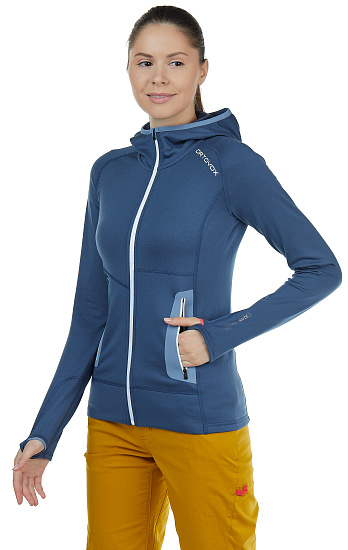 Куртка женская Ortovox Fleece Light Hoody Night Blue - Фото 5 большая