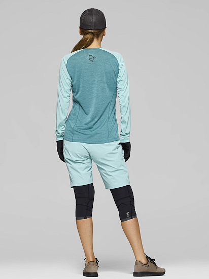 Лонгслив женский Norrona Fjora Equaliser Lightweight LS Brittany Blue/Aqua Haze - Фото 7 большая
