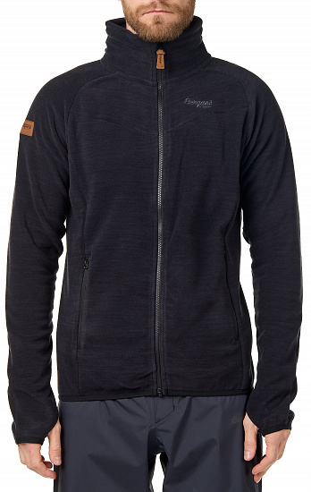 Куртка мужская Bergans Hareid Fleece NoHood Black - Фото 1 большая