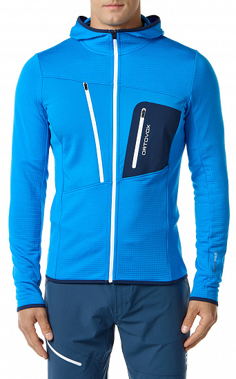 Куртка мужская Ortovox Fleece Grid Hoody Safety Blue - Фото 1 большая