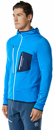 Куртка мужская Ortovox Fleece Grid Hoody Safety Blue - Фото 3 большая