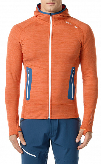 Куртка мужская Ortovox Fleece Light Hoody Desert Orange Blend - Фото 1 большая