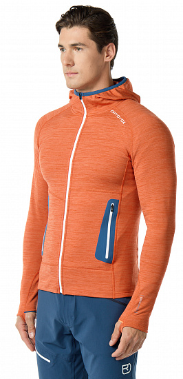 Куртка мужская Ortovox Fleece Light Hoody Desert Orange Blend - Фото 3 большая