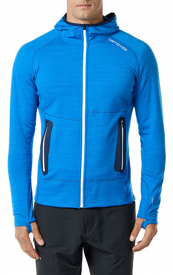 Куртка мужская Ortovox Fleece Light Hoody Just Blue Blend - Фото 1 большая
