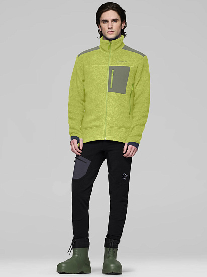 Куртка флисовая мужская Norrona Trollveggen Warm 3 Dark Citron/Deep Lichen Green - Фото 4 большая