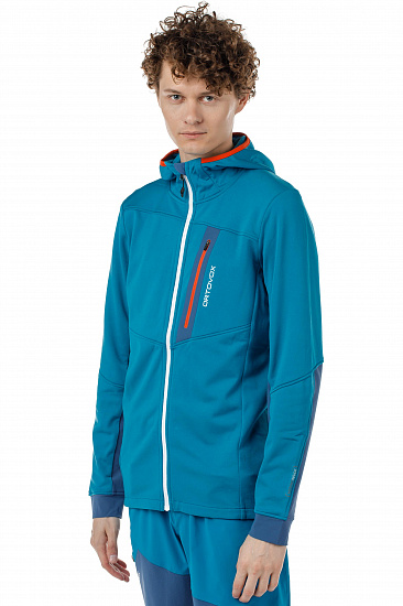 Куртка мужская Ortovox Fleece Light Tec Hoody Blue Sea - Фото 3 большая