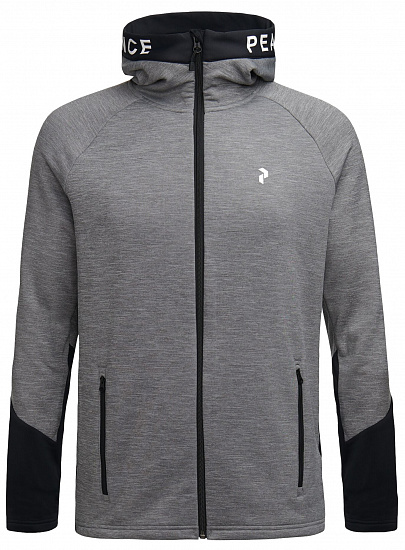 Куртка мужская Peak Performance Rider Zip Hood Med Grey Melange/Black - Фото 1 большая