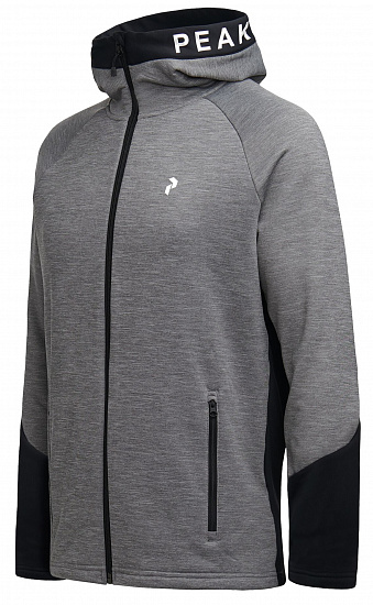 Куртка мужская Peak Performance Rider Zip Hood Med Grey Melange/Black - Фото 3 большая