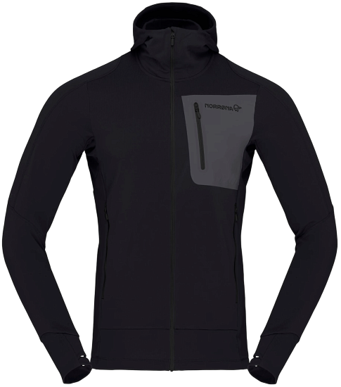 Куртка мужская Norrona Falketind Power Grid Zip Hood Caviar Black - Фото 1 большая