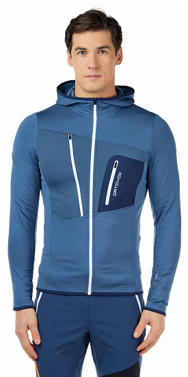 Куртка мужская Ortovox Fleece Grid Hoody Night Blue - Фото 3 большая