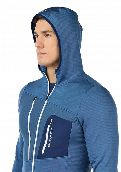 Куртка мужская Ortovox Fleece Grid Hoody Night Blue - Фото 6 большая