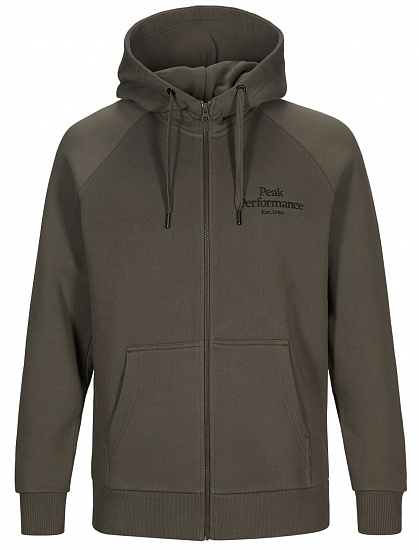 Куртка мужская Peak Performance Original Zip Hoodie Black Olive - Фото 1 большая