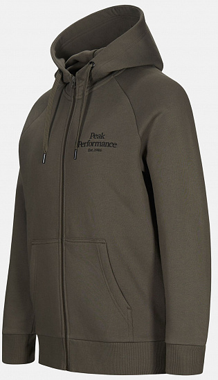 Куртка мужская Peak Performance Original Zip Hoodie Black Olive - Фото 2 большая