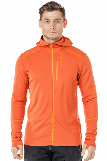 Куртка мужская Norrona Trollveggen Warm/Wool1 Zip Hoodie Burnt Orange - Фото 2 большая