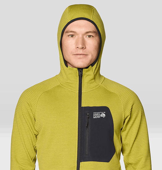 Куртка мужская Mountain Hardwear Polartec Power Grid Full Zip Moon Moss/Black - Фото 4 большая