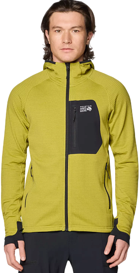 Куртка мужская Mountain Hardwear Polartec Power Grid Full Zip Moon Moss/Black - Фото 1 большая