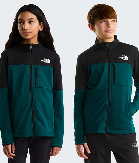 Куртка флисовая детская The North Face Hike Midlayer FZ Pacific Teal/TNF Black - Фото 3 большая