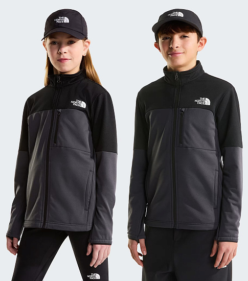 Куртка флисовая детская The North Face Hike Midlayer FZ Anthracite Grey/TNF Black - Фото 3 большая