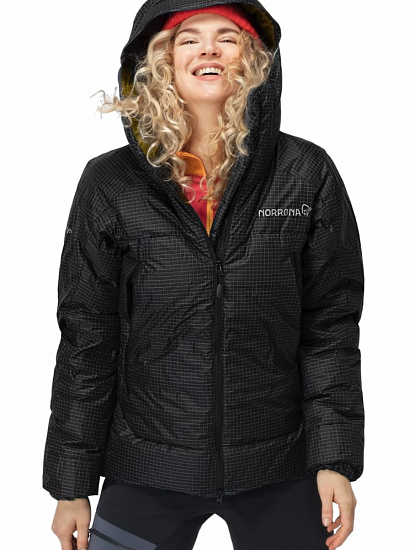 Куртка женская Norrona Trollveggen Ace Down 950 Caviar/Lemon - Фото 2 большая