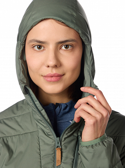 Куртка женская Fjallraven Keb Padded Hoodie Patina Green - Фото 8 большая
