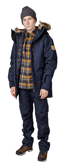 Куртка мужская Fjallraven Barents Parka Dark Navy - Фото 4 большая