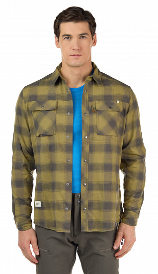Рубашка мужская Norrona Svalbard Flannel Olive Drab/Slate Grey - Фото 2 большая
