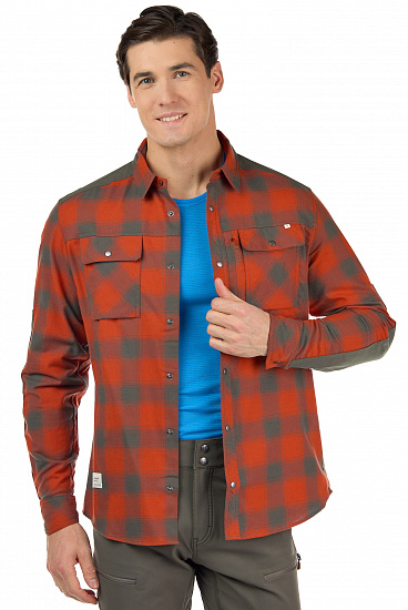 Рубашка мужская Norrona Svalbard Flannel Rooibos Tea/Slate Grey - Фото 2 большая