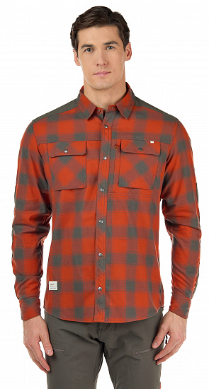 Рубашка мужская Norrona Svalbard Flannel Rooibos Tea/Slate Grey - Фото 3 большая