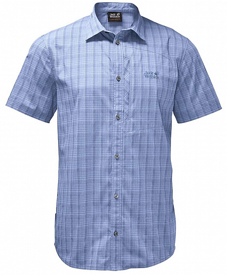 Рубашка мужская Jack Wolfskin Rays Stretch Vent Shirt Blue Checks - Фото 1 большая