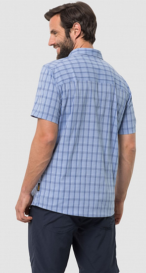 Рубашка мужская Jack Wolfskin Rays Stretch Vent Shirt Blue Checks - Фото 3 большая