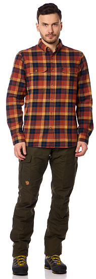 Рубашка мужская Fjallraven Singi Heavy Flannel Autumn Leaf/Dark Navy - Фото 3 большая