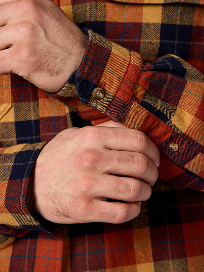 Рубашка мужская Fjallraven Singi Heavy Flannel Autumn Leaf/Dark Navy - Фото 5 большая